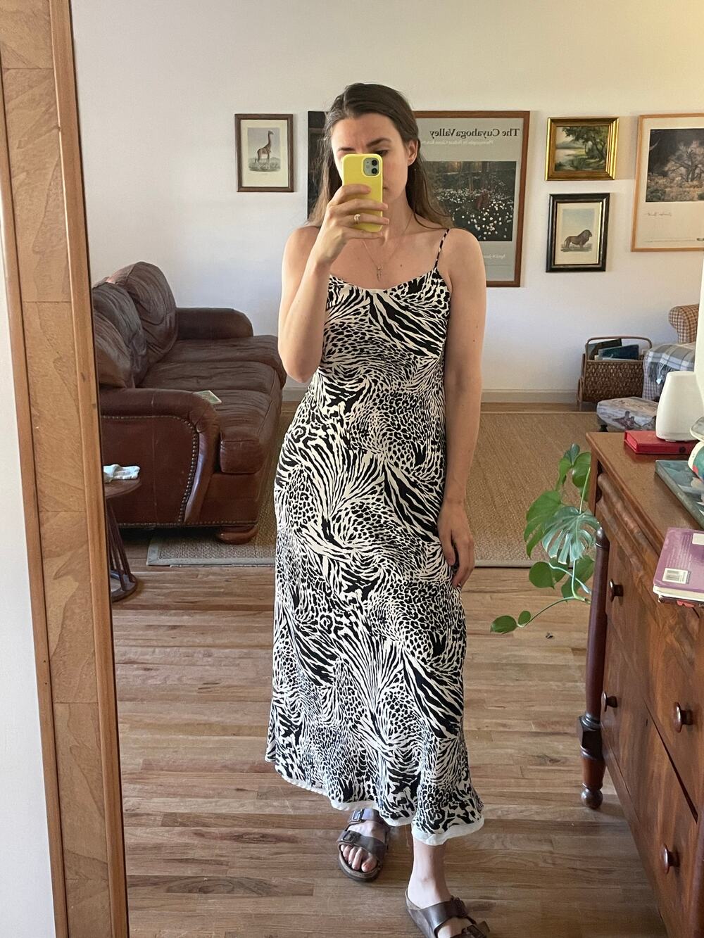 Vintage Cache Silk Animal Print Slip Dress